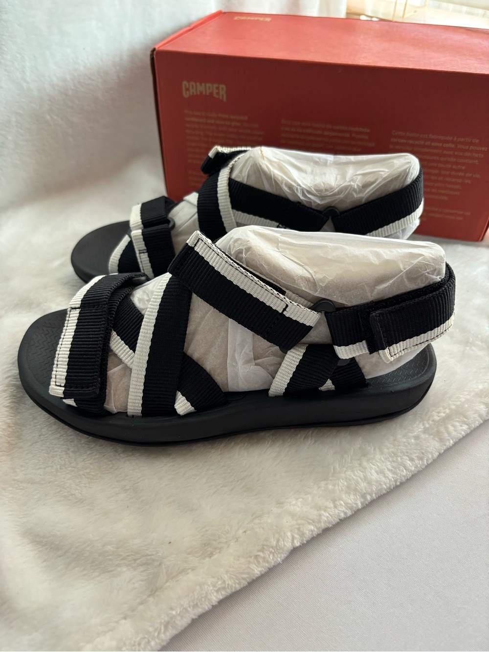 Camper Match Houston Webbing Sport sandals Size 37EU 7US Black/White